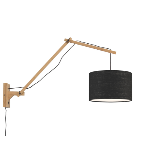 Good&Mojo Wandlamp Andes bamboe nat./kap 33x20cm ecolin. zw. L